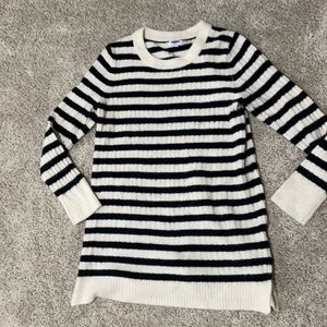 Cozy black and white striped Maternity sweater